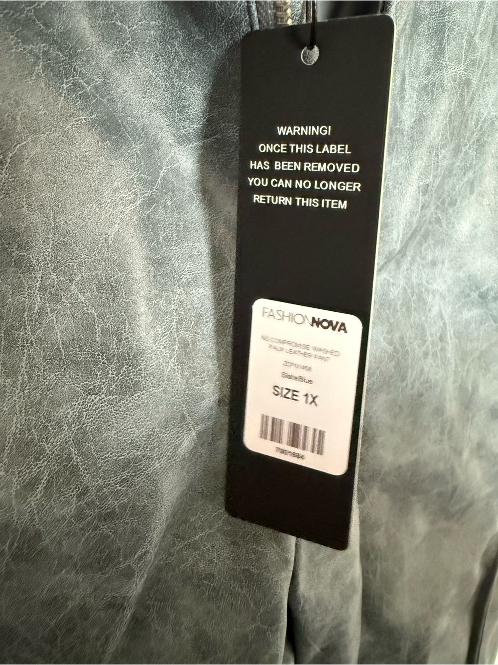 PrettyLittleThing Washed Gray Faux Leather Trousers - Picture 3 of 3